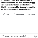 Eyebrow Embroidery for Men in Singapore - Customer Review